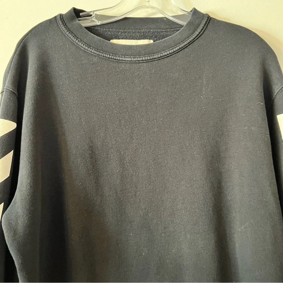 Off White Blue Collar Crewneck Sweater Virgil Abloh Streetwear Logo Small Black - Picture 9 of 13